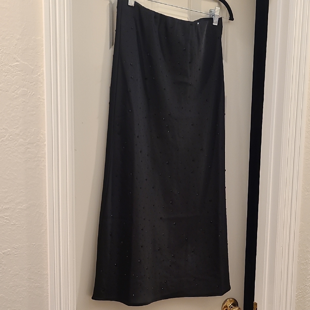 DKNY Black Maxi Sparkle Rhinestone Skirt
